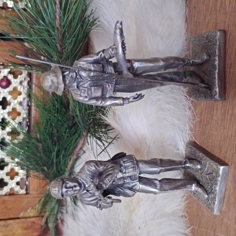 . Vintage LANCE Fine Pewter Figurines - 1983 Made in USA - Hunter & Fisherman
